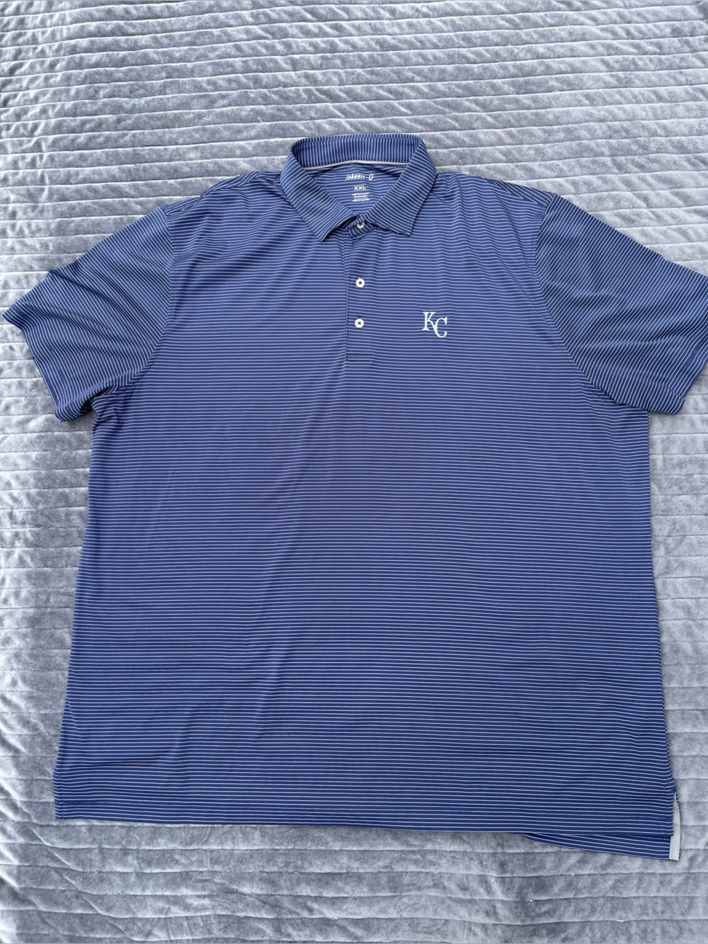 Johnnie-O Blue White Stripe Performance Golf Kansas City Royals Polo Top XXL